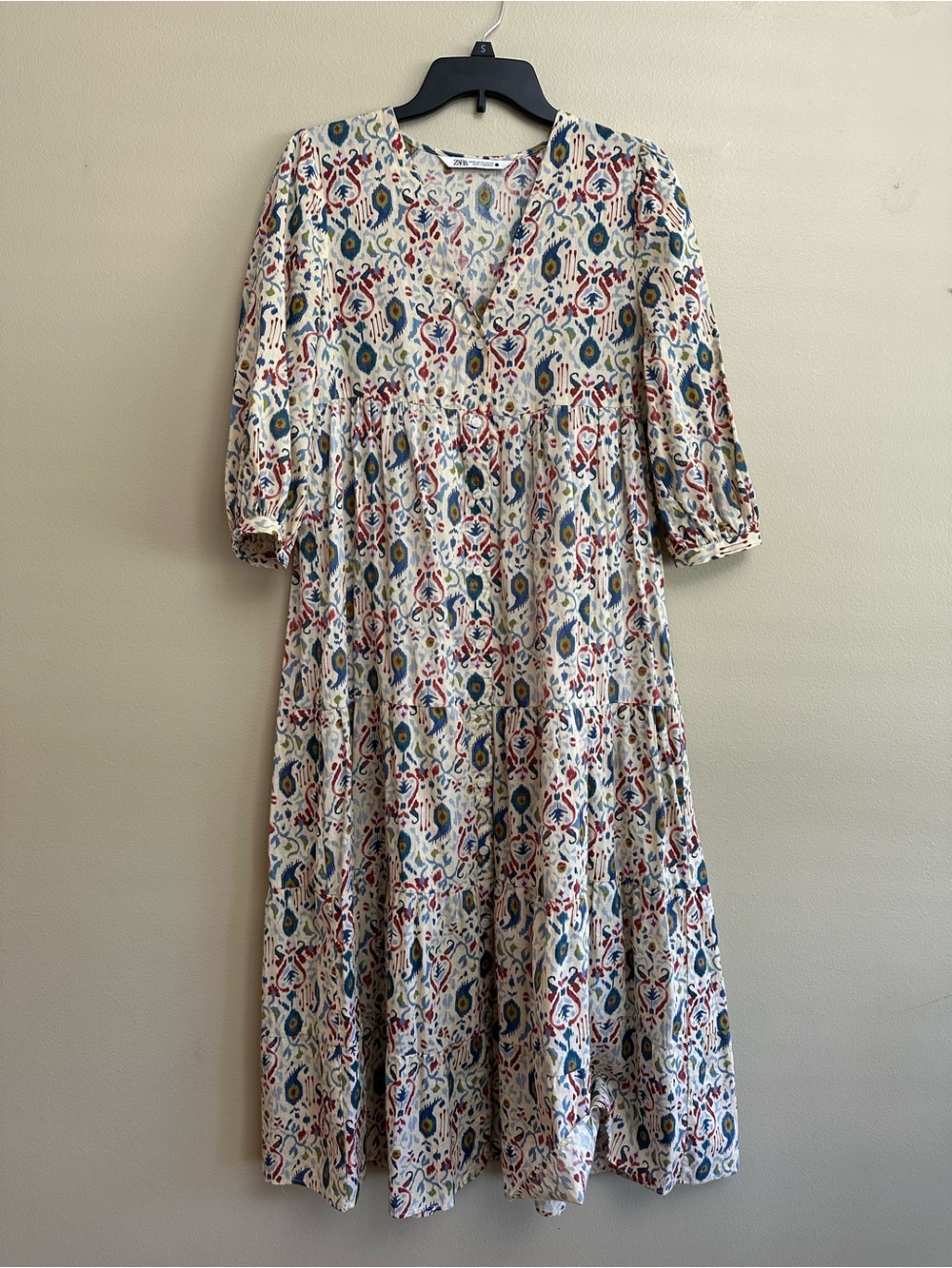 Zara Tiered Ruffle Button Front Midi Dress - Picture 5 of 16